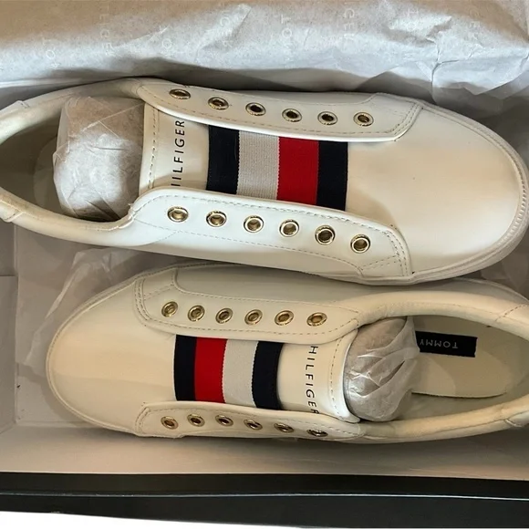 Tommy Hilfiger White Sneakers with Gold Accents - Picture 5 of 5